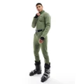 ASOS 4505 Ski water repellent ski suit with skinny leg in khaki-Green