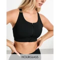ASOS 4505 Hourglass zip front high impact sports bra in black