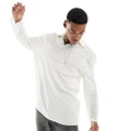 Reclaimed Vintage textured long sleeve shirt in ecru-White