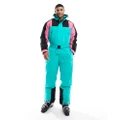 ASOS 4505 Ski water repellent colourblock ski suit in pink and teal-Multi