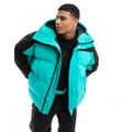 ASOS 4505 Ski insulated water repellent colourblock puffer coat in black and teal-Multi