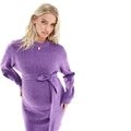 Mamalicious Maternity knitted tie waist midi dress in purple