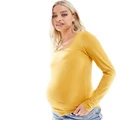 Mamalicious Maternity long sleeve scoop neck top in yellow