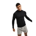 ASOS 4505 training long sleeve muscle fit base layer top with mock neck with thermal performance fabric in black