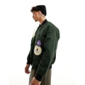 HUF Stratford bomber jacket in dark green with embroidery and badging