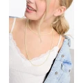 Monki long pearl necklace in off white