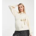 Mamalicious Maternity ribbed knit jumper in cream-Neutral