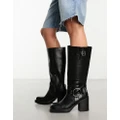 Daisy Street harness knee boots in black