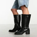 Daisy Street harness knee boots in black