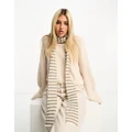 Daisy Street skinny striped knitted scarf in off white and beige