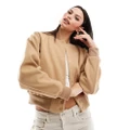 Hollister cropped wool bomber jacket in camel-Neutral