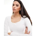 Hollister seamless long sleeve top with square neckline in white