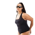 ASOS 4505 Curve swimsuit with open back in black