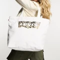 Levi's tote bag with leopard print batwing logo in cream-White