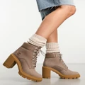 Timberland Allington Heights 6 inch heeled boots in taupe nubuck leather-Neutral