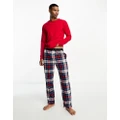 Tommy Hilfiger flannel lounge set in checked blue/red-Multi