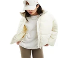 Monki boxy padded jacket in off white