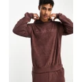 Calvin Klein cosy lounge towelling hoodie in deep mahogany-Brown