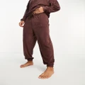 Calvin Klein cosy lounge towelling trackies in deep mahogany-Brown