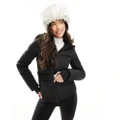 ASOS 4505 ski belted jacket with faux fur hood-Black