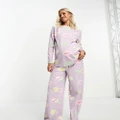ASOS DESIGN Maternity daydream long sleeve top & pants pyjama set in lilac-Purple