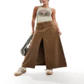 Free People a-line cord midaxi skirt in chocolate-Brown