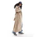 Pull & Bear trench coat in acid wash beige-Neutral