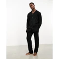 Calvin Klein CK Black button down sleep shirt and pants pyjama set in black