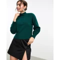Monki knitted turtleneck sweater in dark green