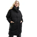 Monki oversized longline padded coat in black