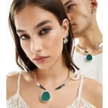 Reclaimed Vintage limited edition unisex torque necklace with jade pendant in real silver plate