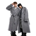 Reclaimed Vintage unisex wool look trench coat in grey