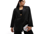 Selected Femme relaxed fit satin blazer in black