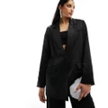 Selected Femme relaxed fit satin blazer in black