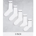Jack & Jones 5-pack logo sports socks in white