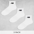 New Balance logo mid socks 3 pack in white