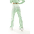 Juicy Couture diamante logo velour straight leg trackies in pastel sage (part of a set)-Green