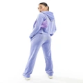 Juicy Couture diamante logo velour straight leg trackies in pastel blue (part of a set)