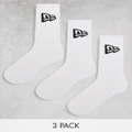 New Era flag logo 3 pack socks in white