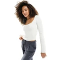 Hollister slim fit square neck jumper with flute sleeves in white