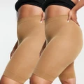 ASOS DESIGN Curve 2 pack anti-chafing shorts in golden bronze-Brown