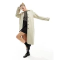 Vila trench coat with button front detail in stone-Neutral
