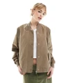 Noisy May lightweight bomber jacket in tan-Brown