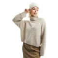 Monki roll neck knitted sweater in natural-Neutral