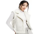 Hollister faux shearling vest with sherpa lining and pockets in off white