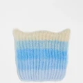 COLLUSION Unisex knitted beanie with ears in ombre ecru and blue