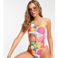 Missguided swimsuit with cut out detail in floral-Multi