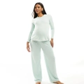 ASOS DESIGN Maternity Mix & Match waffle & lace pyjama pants in green