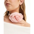 Monki rose corsage choker necklace in pink