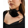 Monki rose corsage choker necklace in black